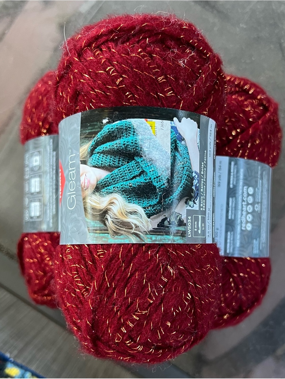 Set Of 3 Red Metallic Yarn - Sparkle Canyon